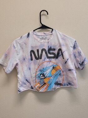 Hollister Kids NASA Tie-Dye Crop Tee - Light Blue & Pink